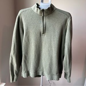 Tommy Bahama Reversible Quarter Zip Sweater Men's Large Green Pullover GUC Prep